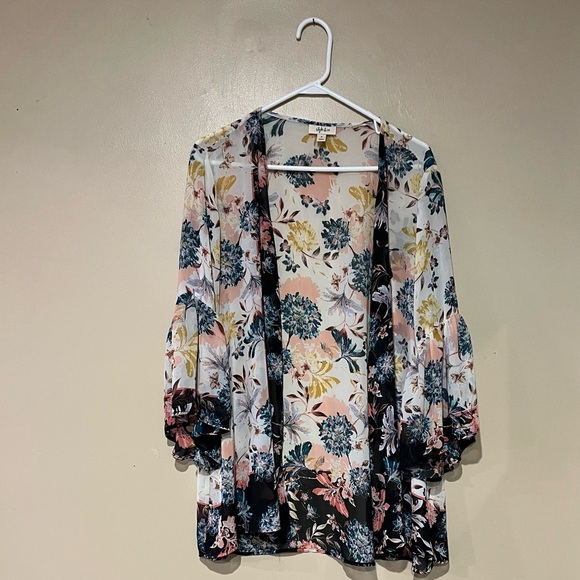 Style & Co Fresh Florals Open Front Kimono Cardigan Ladies Size Medium - Picture 3 of 9